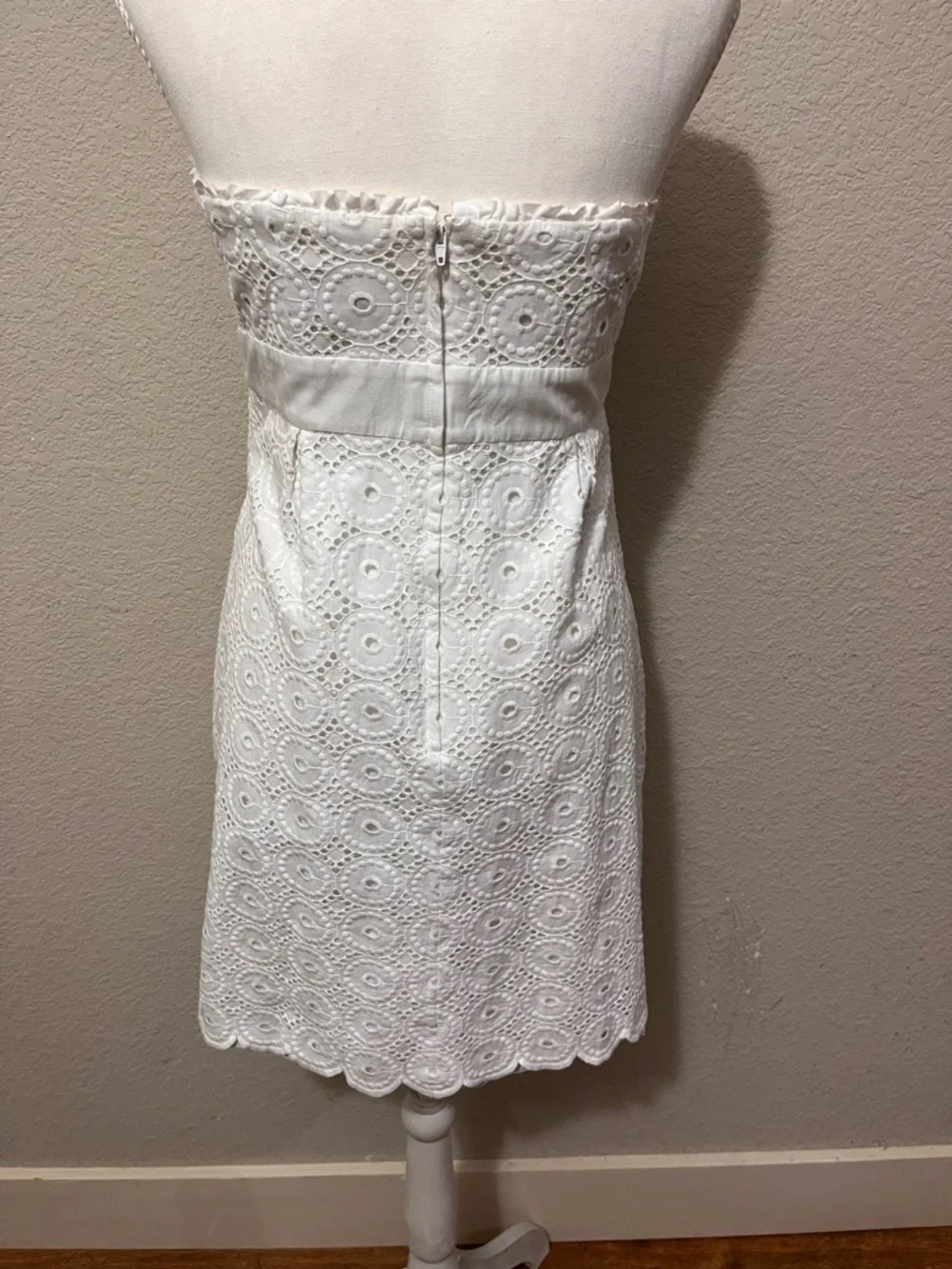 Lili Pulitzer “Little White Dress” Strapless White Eyelet A-Line Dress - Picture 5 of 9